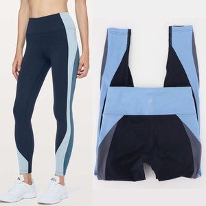 Lululemon Get Going Train Tight Blue Stripe Leggings Size 6